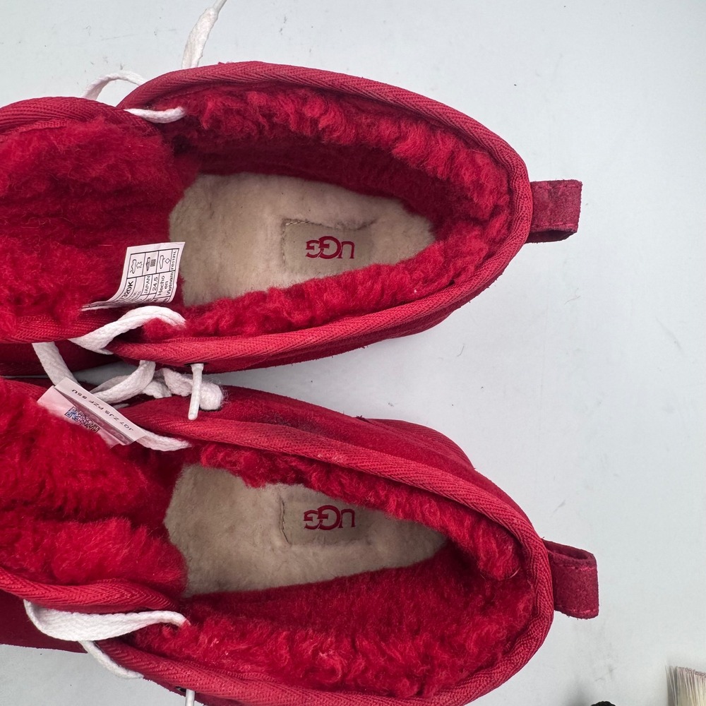 UGG NEUMEL CHUKKABOOTS Womens Size 6 Red Suede Shearling Lined Lace Up 1017320K - Picture 12 of 12